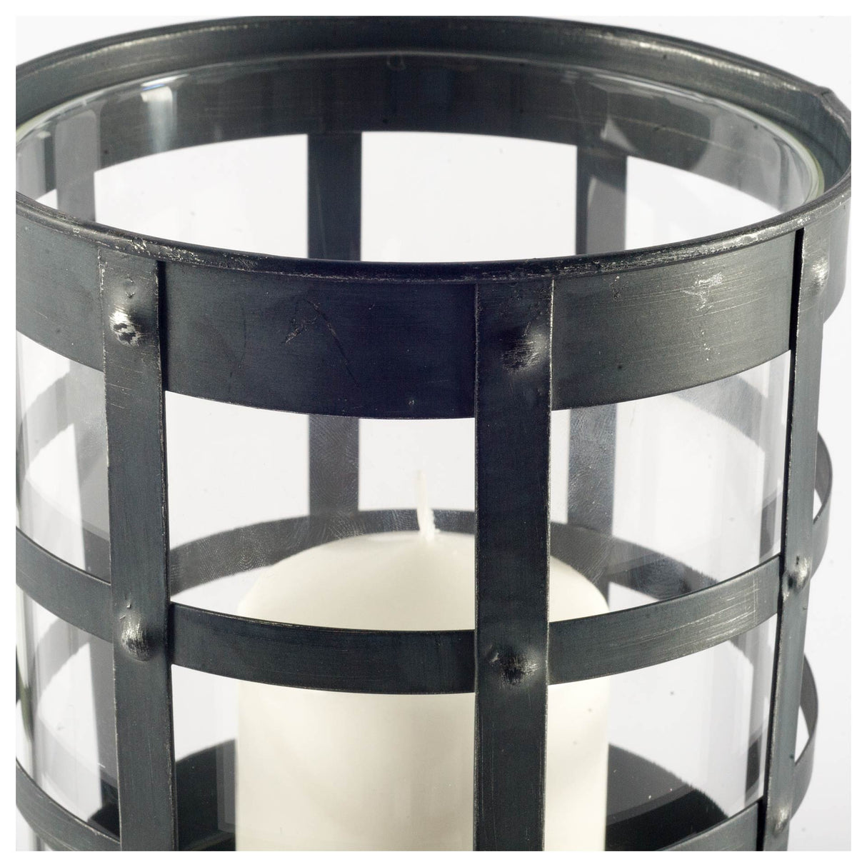 Oliver Black Metal/Glass Caged Table Candle Holder from Mercana - Luna Furniture