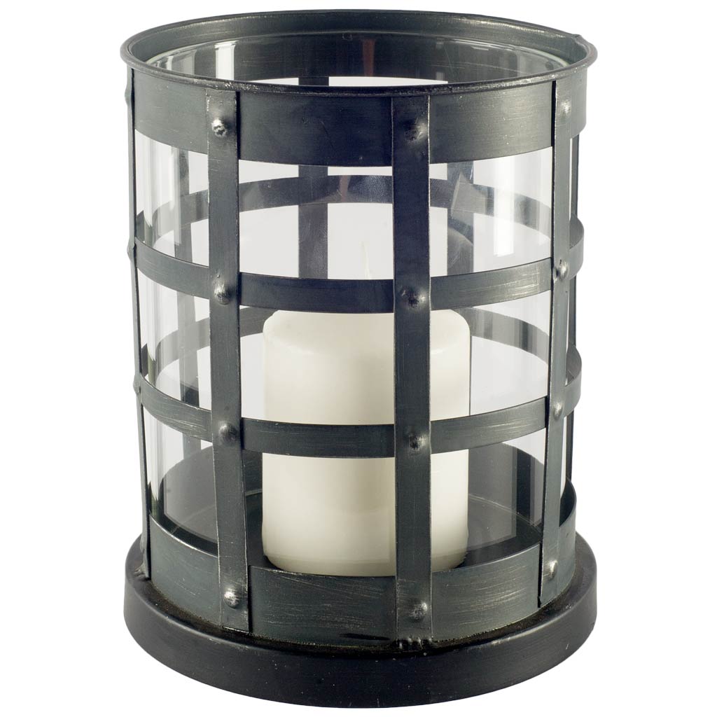 Oliver Black Metal/Glass Caged Table Candle Holder from Mercana - Luna Furniture