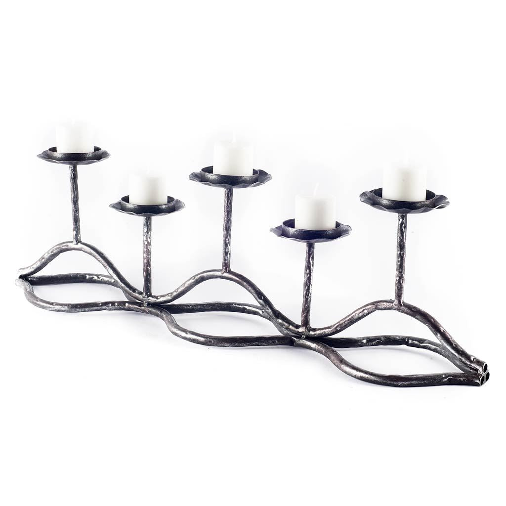 Orville Black Metal Pipe Five Tealight Table Candle Holder from Mercana - Luna Furniture