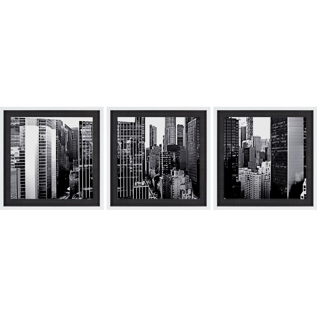 Custom Panorama of NYC VII (MC) (Set of 3) by Jeff Pica Hand Embelished Framed Photo Art Print Matte from Mercana - Luna Furniture