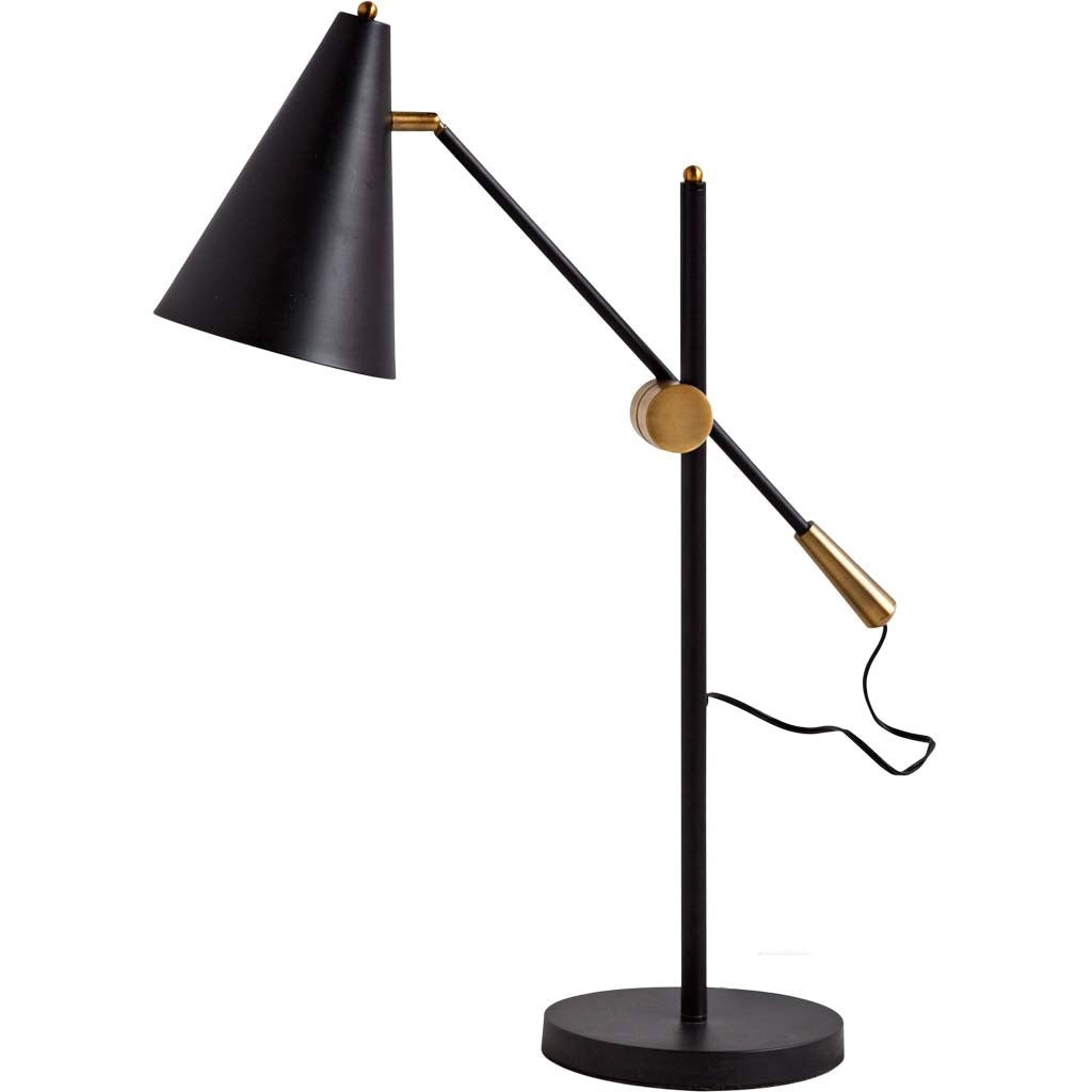 Fragon II(26"H) Black/Gold Metal Adjustable Cone Shade Table Lamp from Mercana - Luna Furniture