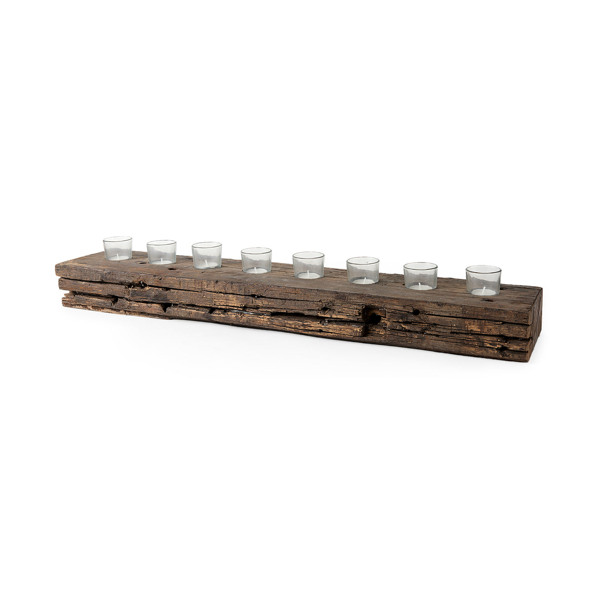 Lakara Reclaimed Wood Eight Tealight Table Candle Holder from Mercana - Luna Furniture