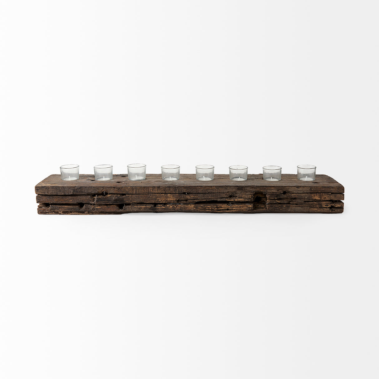 Lakara Reclaimed Wood Eight Tealight Table Candle Holder from Mercana - Luna Furniture