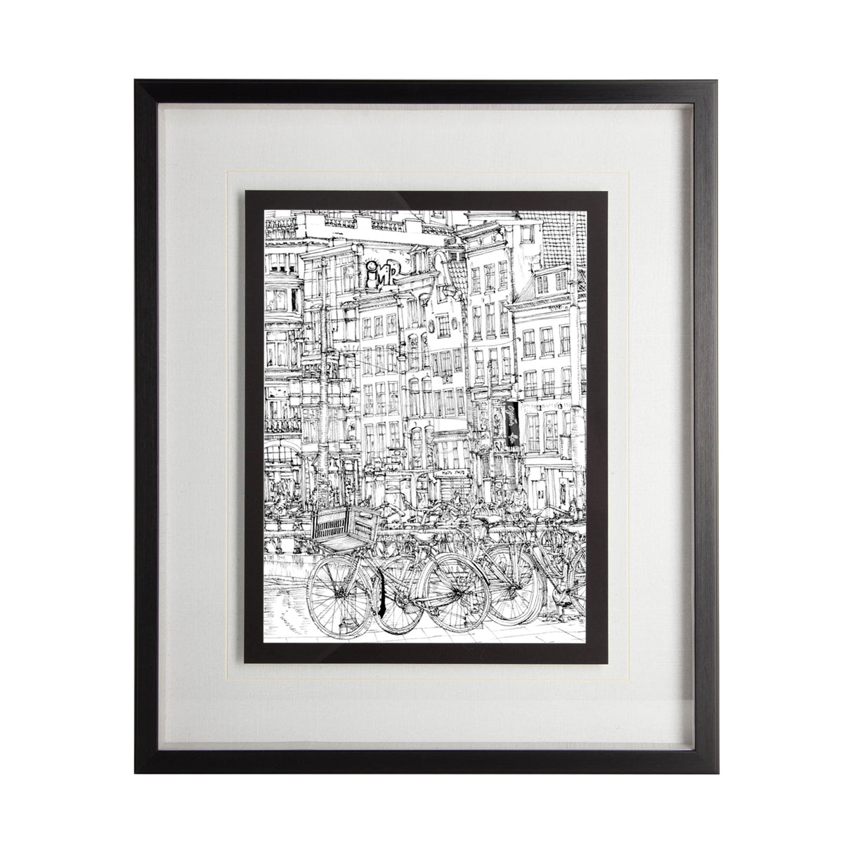 B&W City Scene I by Melissa Wang a Hand Embellished Textured Framed Art Print Matted under Glass from Mercana - Luna Furniture