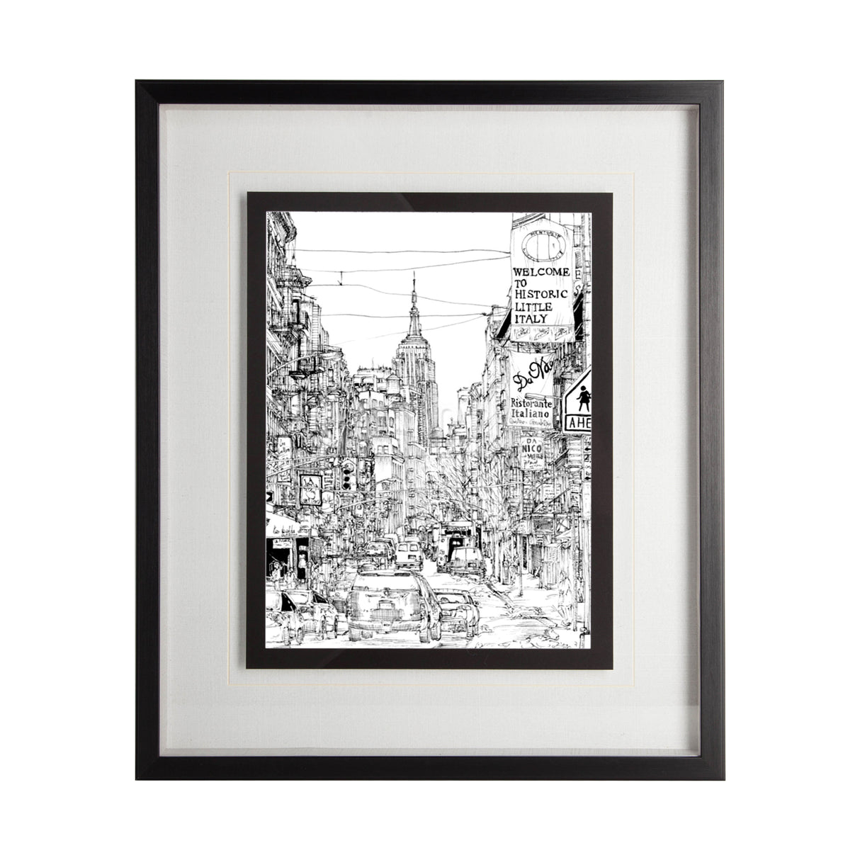 B&W City Scene II by Melissa Wang a Hand Embellished Textured Framed Art Print Matted under Glass from Mercana - Luna Furniture