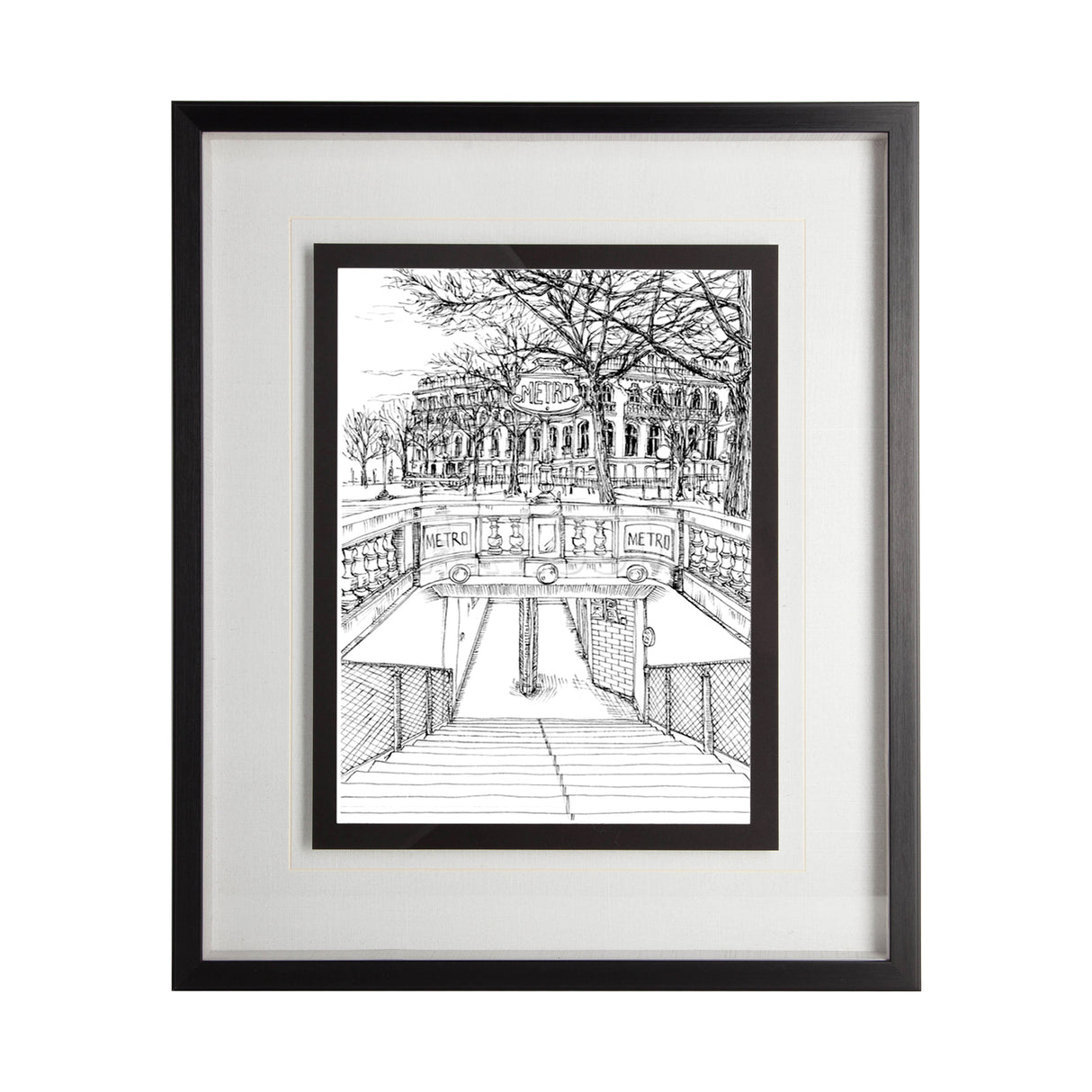 B&W City Scene VI by Melissa Wang a Hand Embellished Textured Framed Art Print Matted under Glass from Mercana - Luna Furniture
