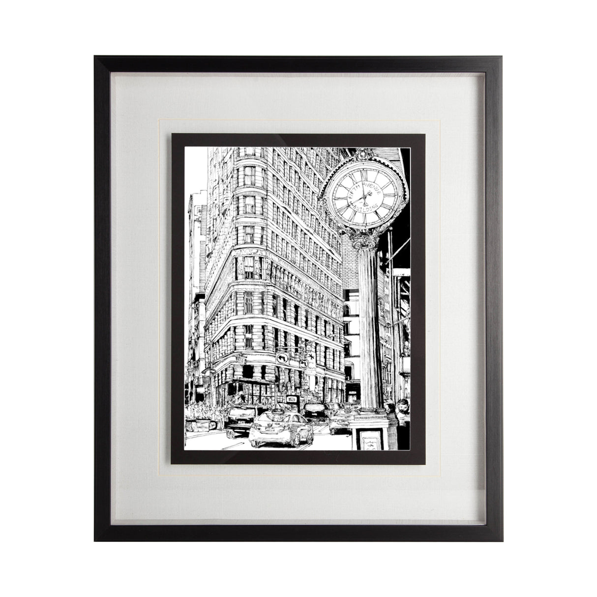 B&W City Scene VII by Melissa Wang a Hand Embellished Textured Framed Art Print Matted under Glass from Mercana - Luna Furniture