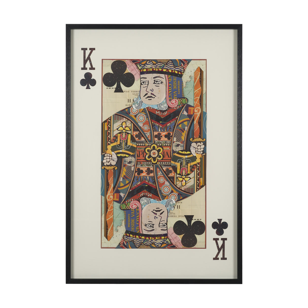 King of Clubs Playing Card a Paper Mosaic Collage Framed Art under Glass from Mercana - Luna Furniture