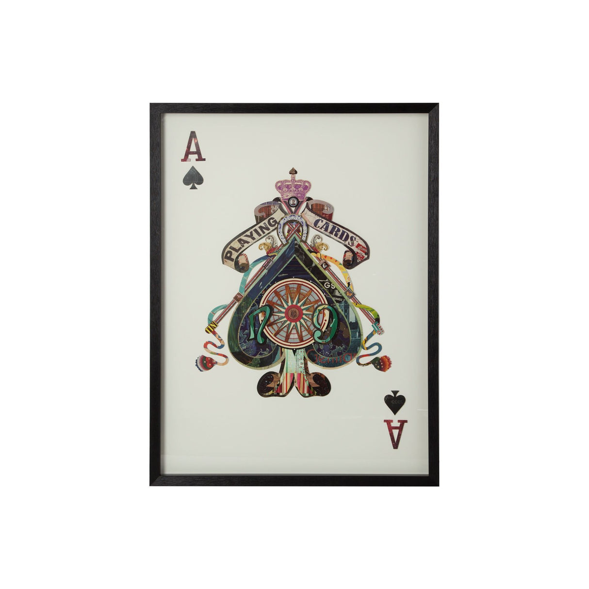 Ace of Spades II Playing Card a Paper Mosaik Collage Framed Art Under Glass from Mercana - Luna Furniture