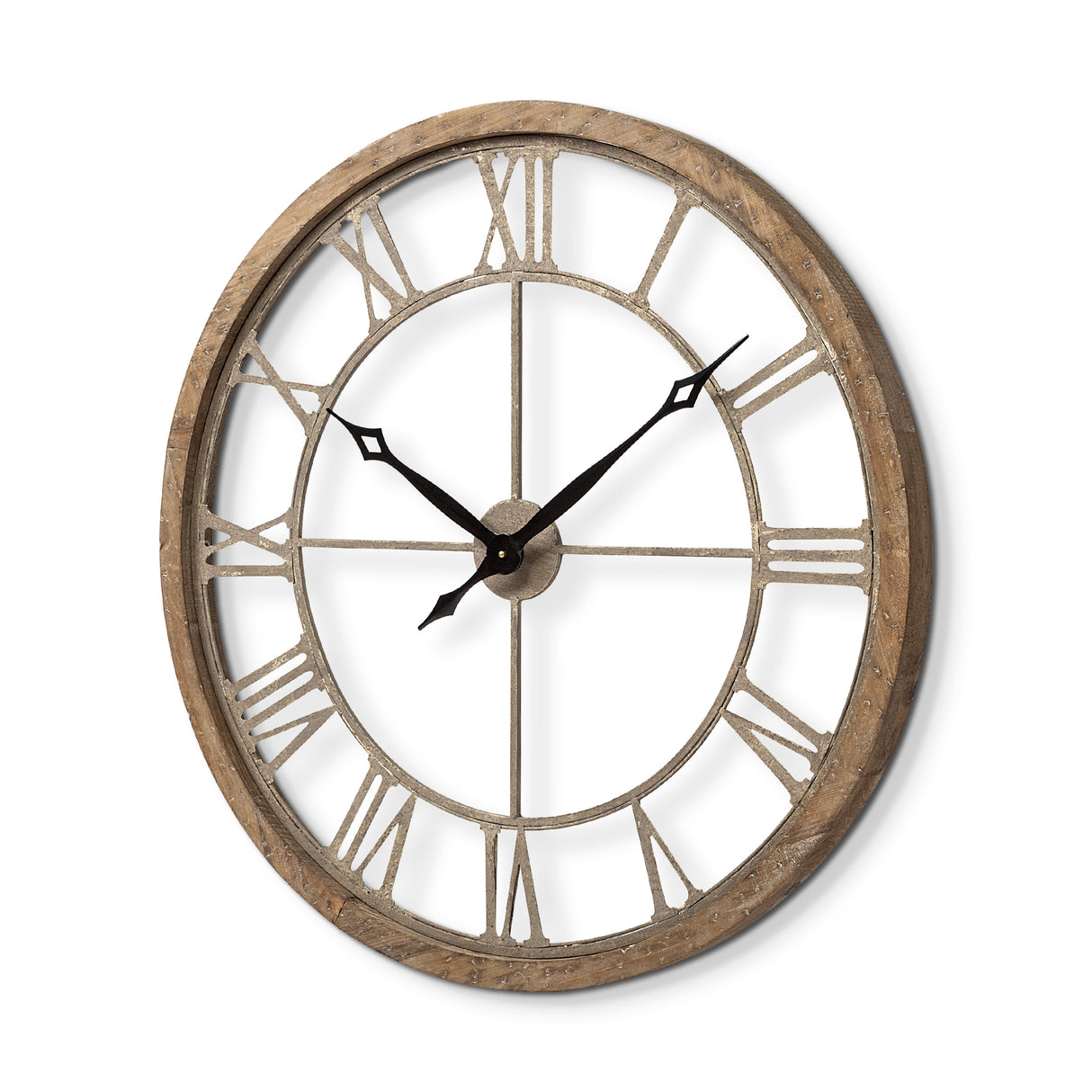 Mething Light Brown 31.5" Large Farmhouse Wall Clock from Mercana - Luna Furniture