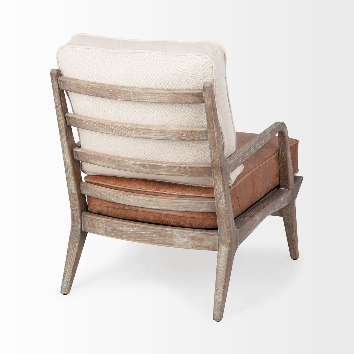 Harman II Cream Fabric and Brown Leather Seat Accent Chair from Mercana - Luna Furniture