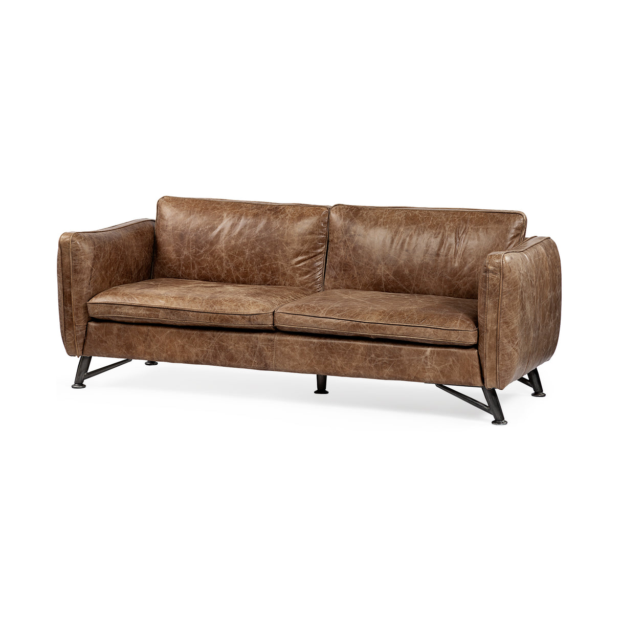 Cobain I 84" Brown Leather Two Seater Sofa from Mercana - Luna Furniture