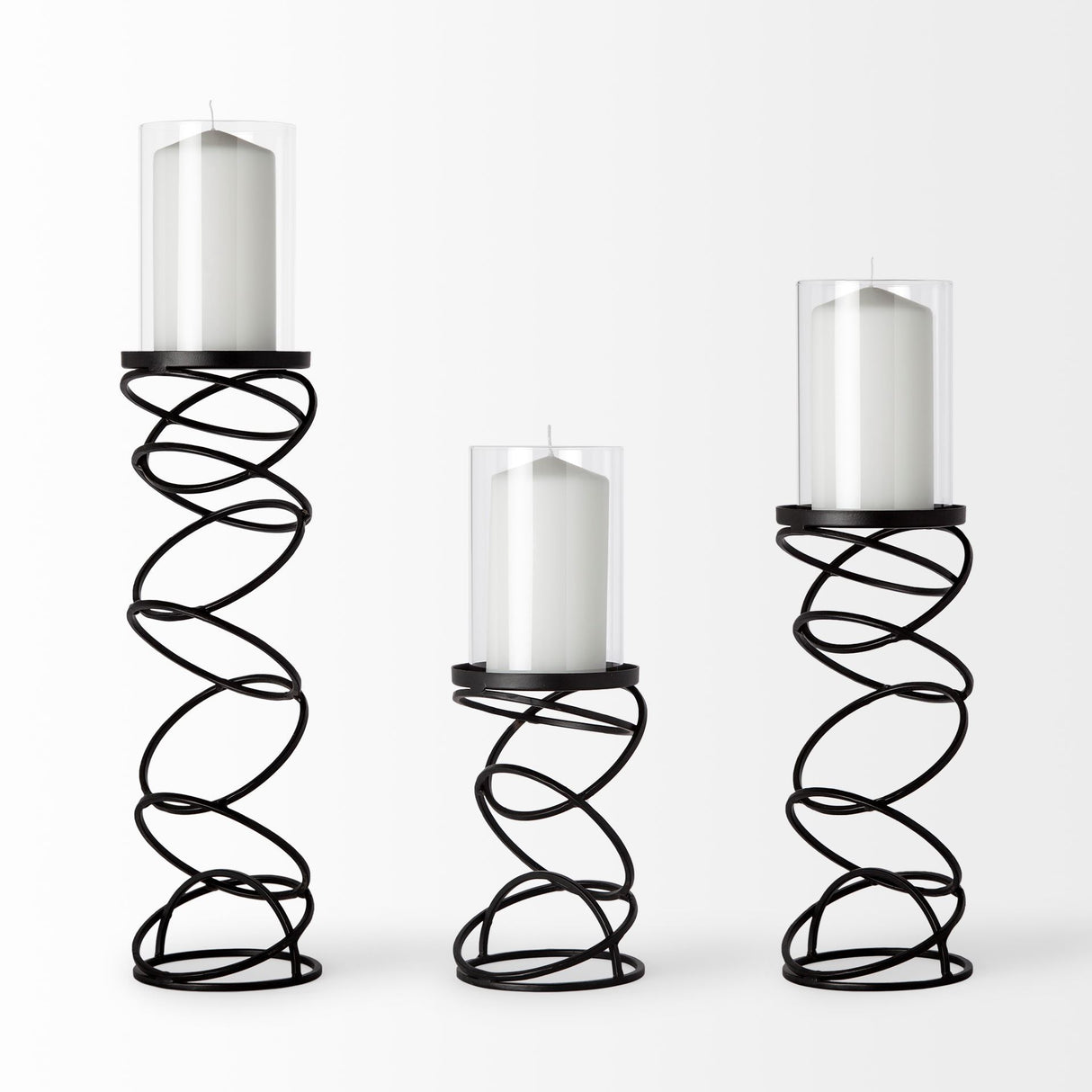Omega I Small Black Metal Stacked Ring Table Candle Holder from Mercana - Luna Furniture