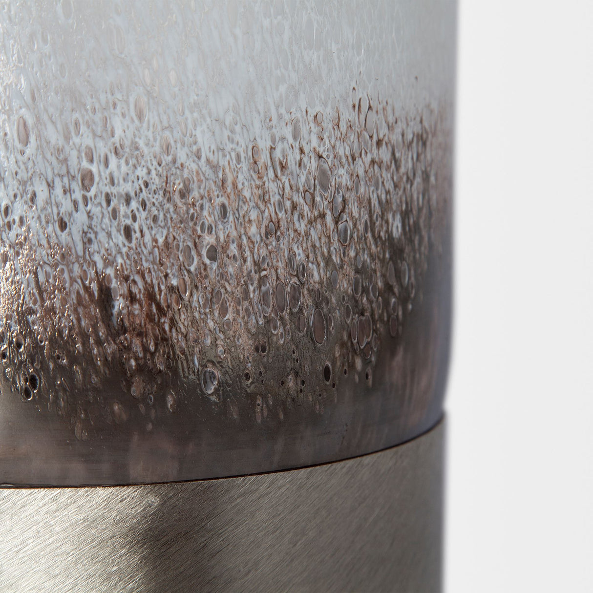 Baltic II Large White Brushed Silver Metal Bottom Glass Vase from Mercana - Luna Furniture