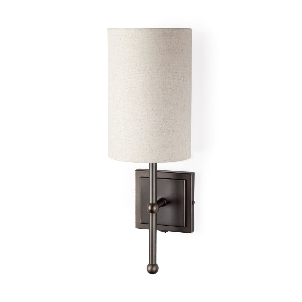 Bourgeois II 9x16 White Fabric Shade Brown Metal Base Wall Sconce from Mercana - Luna Furniture