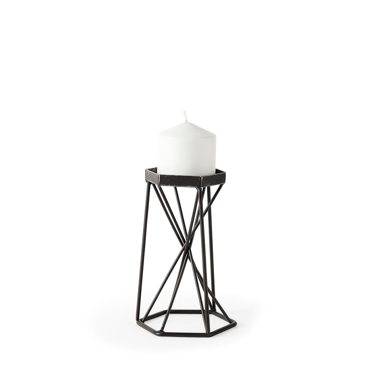 Sixx I Small Antiqued Metal Hexagonal Table Candle Holder from Mercana - Luna Furniture