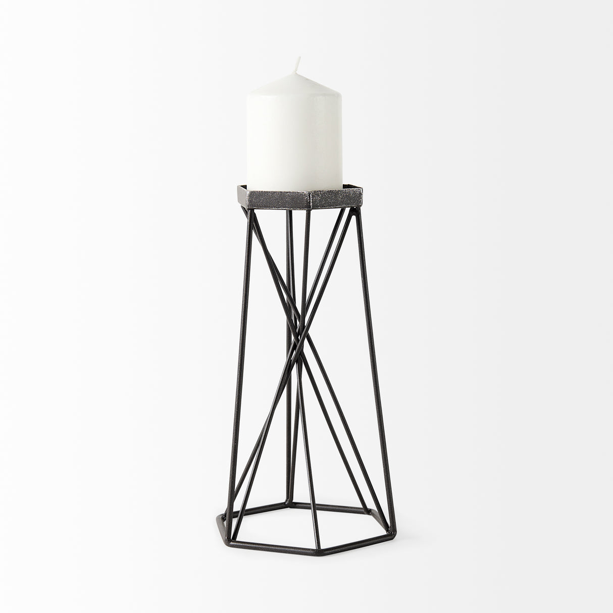 Sixx II Large Antiqued Metal Hexagonal Table Candle Holder from Mercana - Luna Furniture