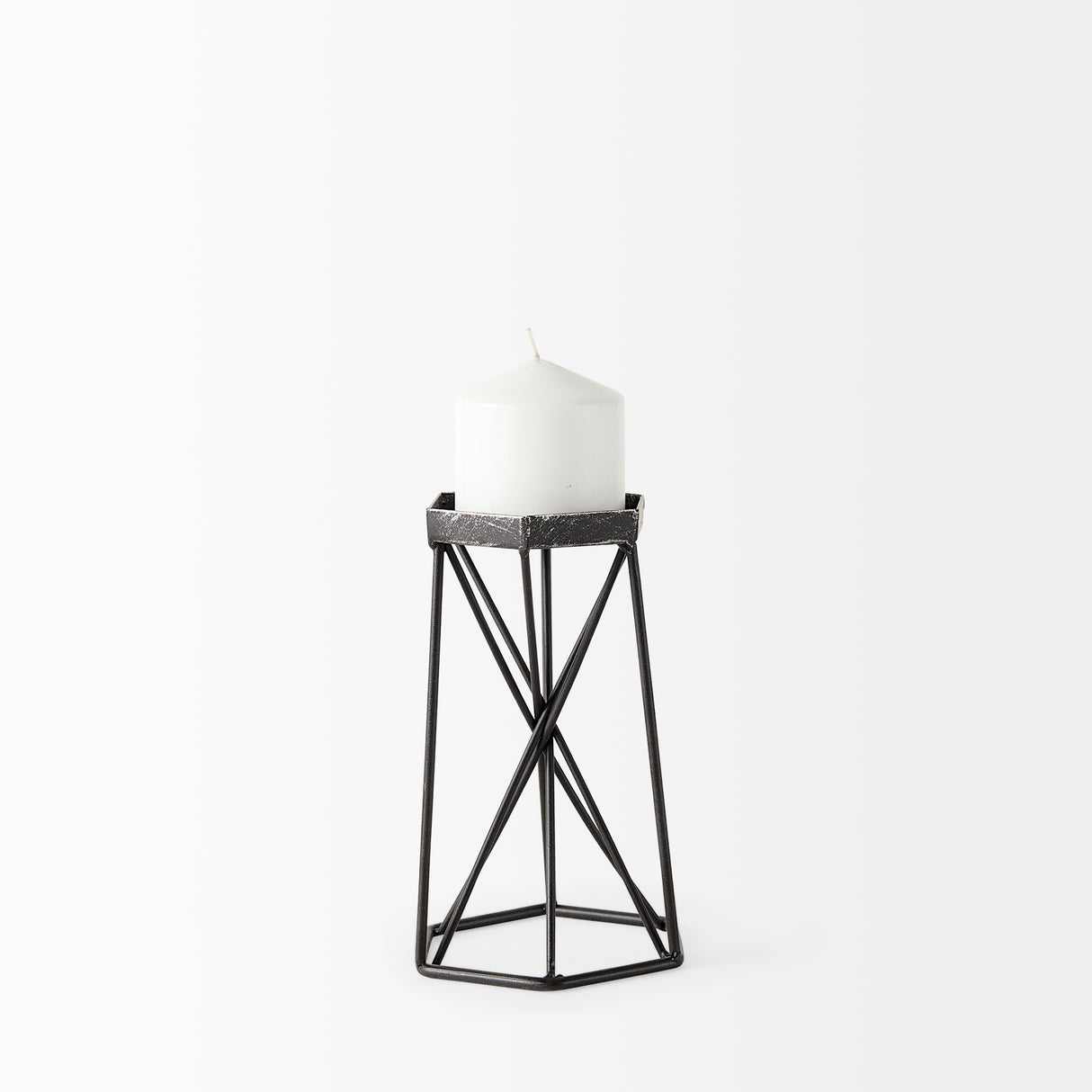 Sixx I Small Antiqued Metal Hexagonal Table Candle Holder from Mercana - Luna Furniture