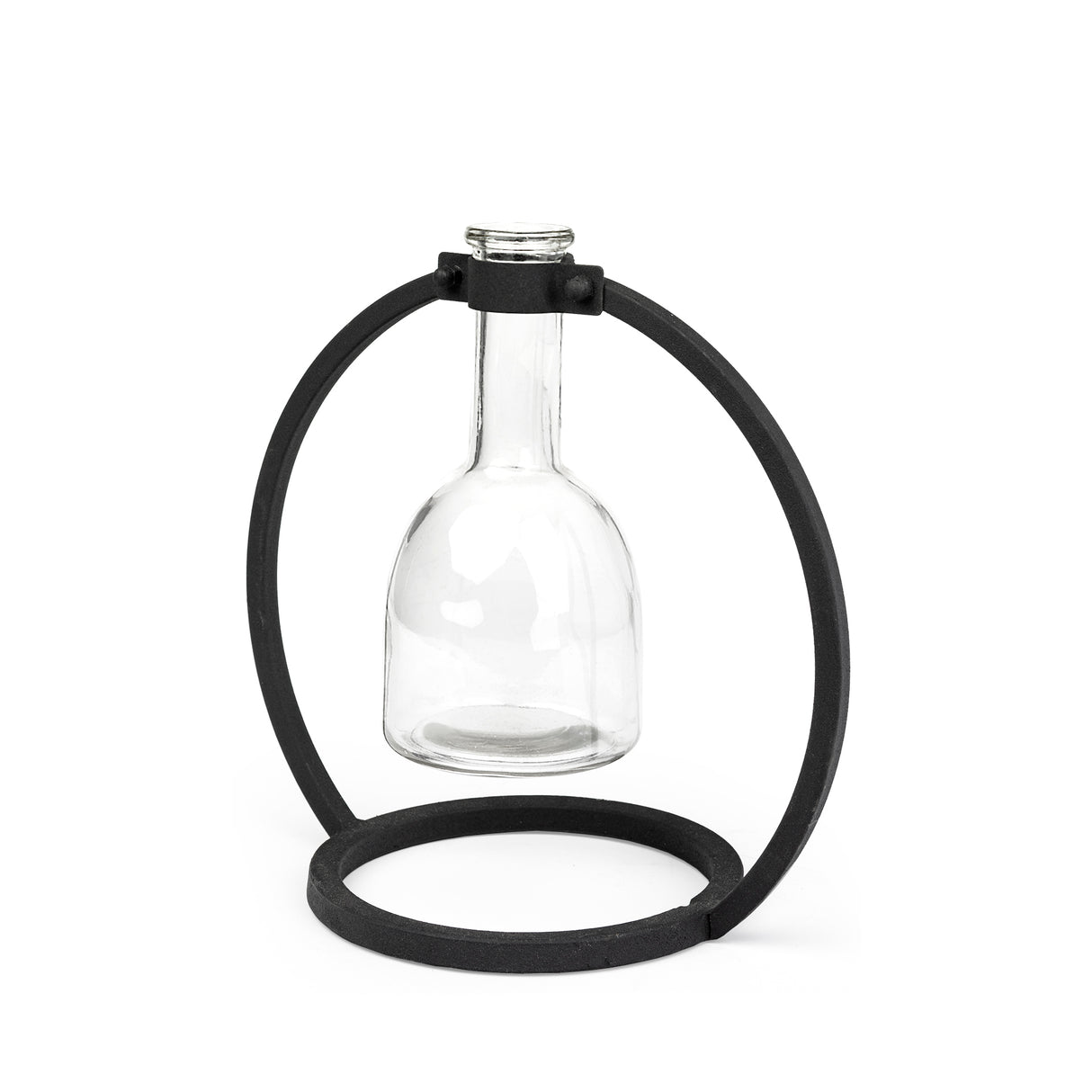 Monica I Short Black Metal Glass Bottle Vase from Mercana - Luna Furniture