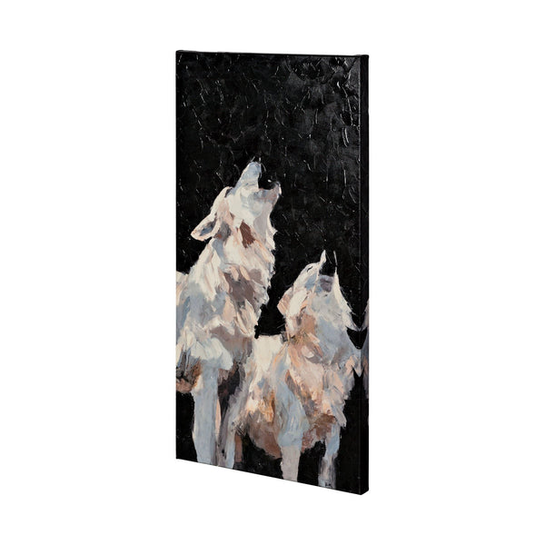 Midnight Wolves by Mercana Studio a Hand Embellished Textured Canvas