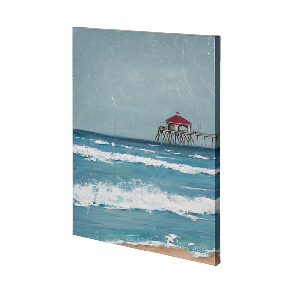 Fishing Pier I by Jade Reynolds a Hand Embellished Textured Canvas