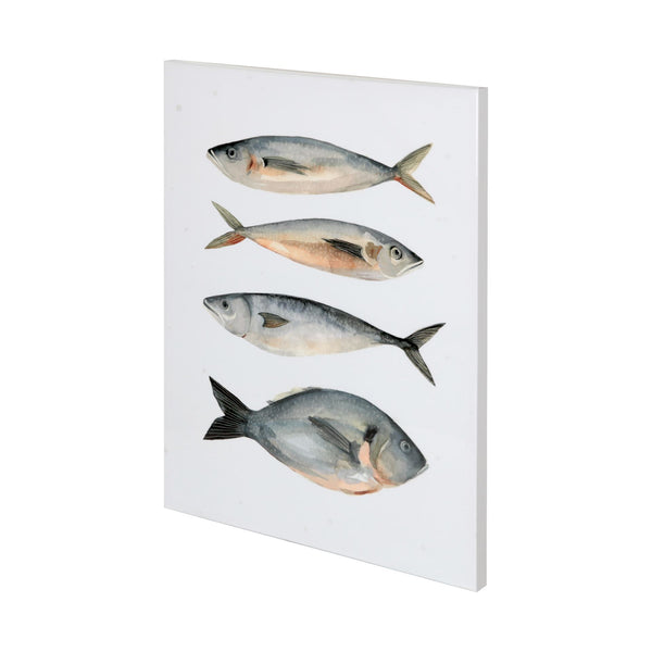 Four Fish I by Emma Scarvey a Hand Embellished Textured Canvas