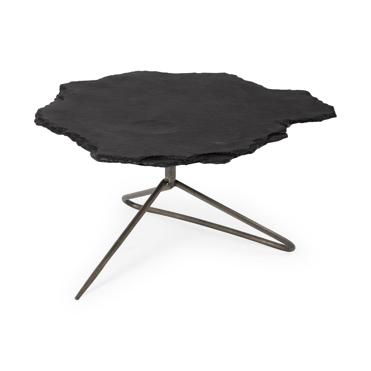 Pinera 37"x33" Black Slate With Iron Base Coffee Table from Mercana - Luna Furniture