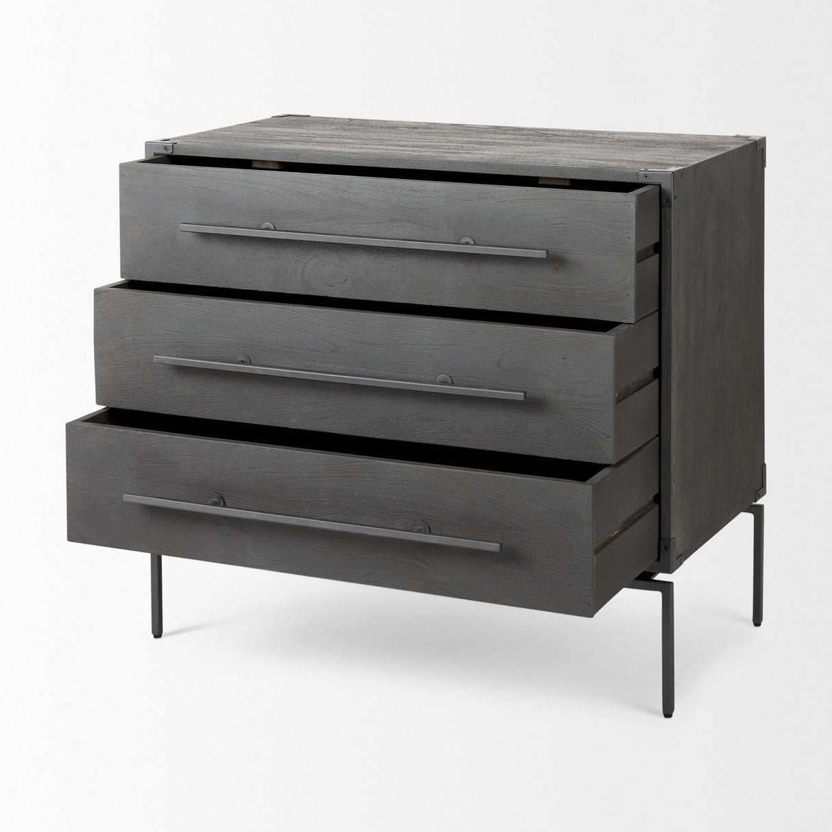 Ward 34L x 18W Brown Wood and Iron 3 Drawer Accent Cabinet from Mercana - Luna Furniture