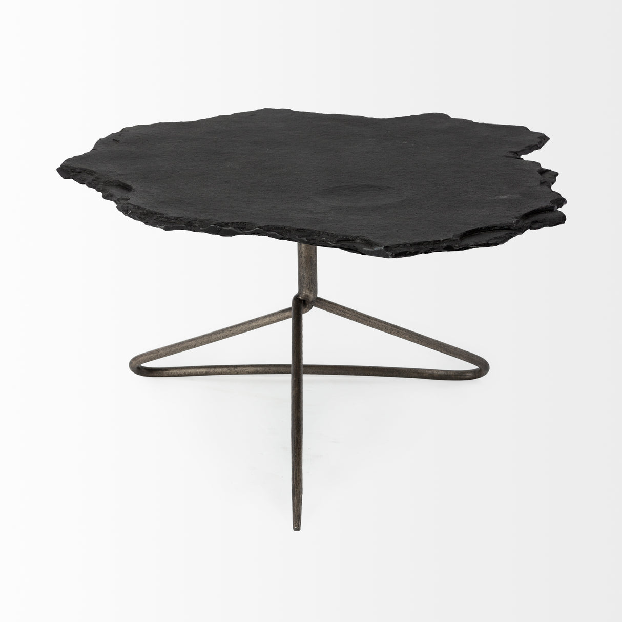 Pinera 37"x33" Black Slate With Iron Base Coffee Table from Mercana - Luna Furniture
