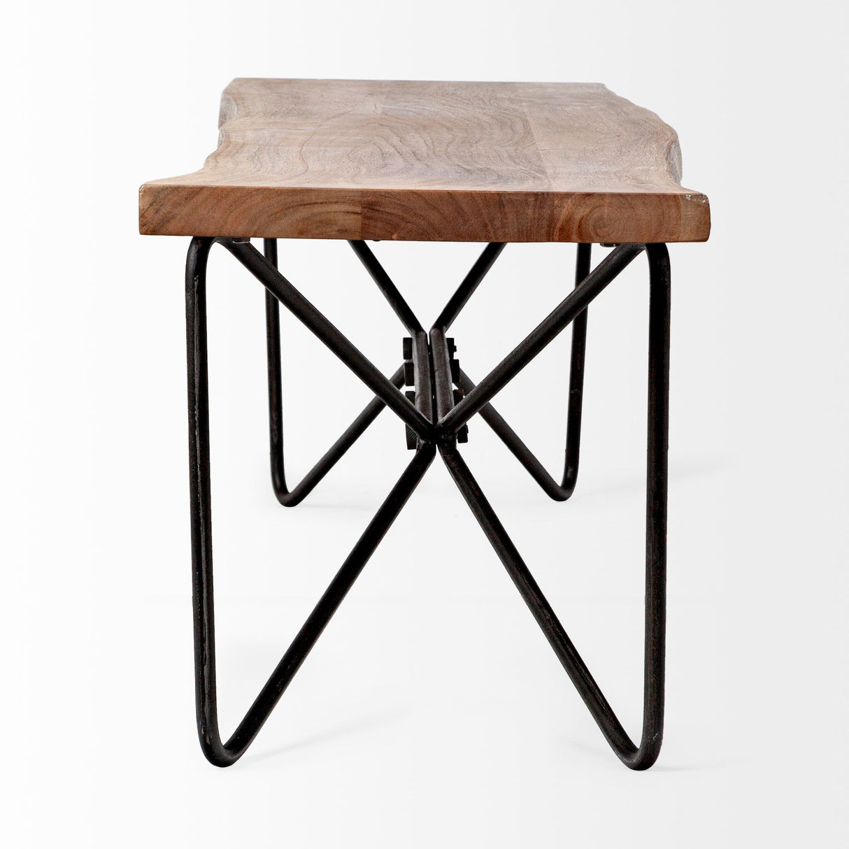 Papillion III 66x18 Natural Solid Wood and Iron Dining Bench from Mercana - Luna Furniture