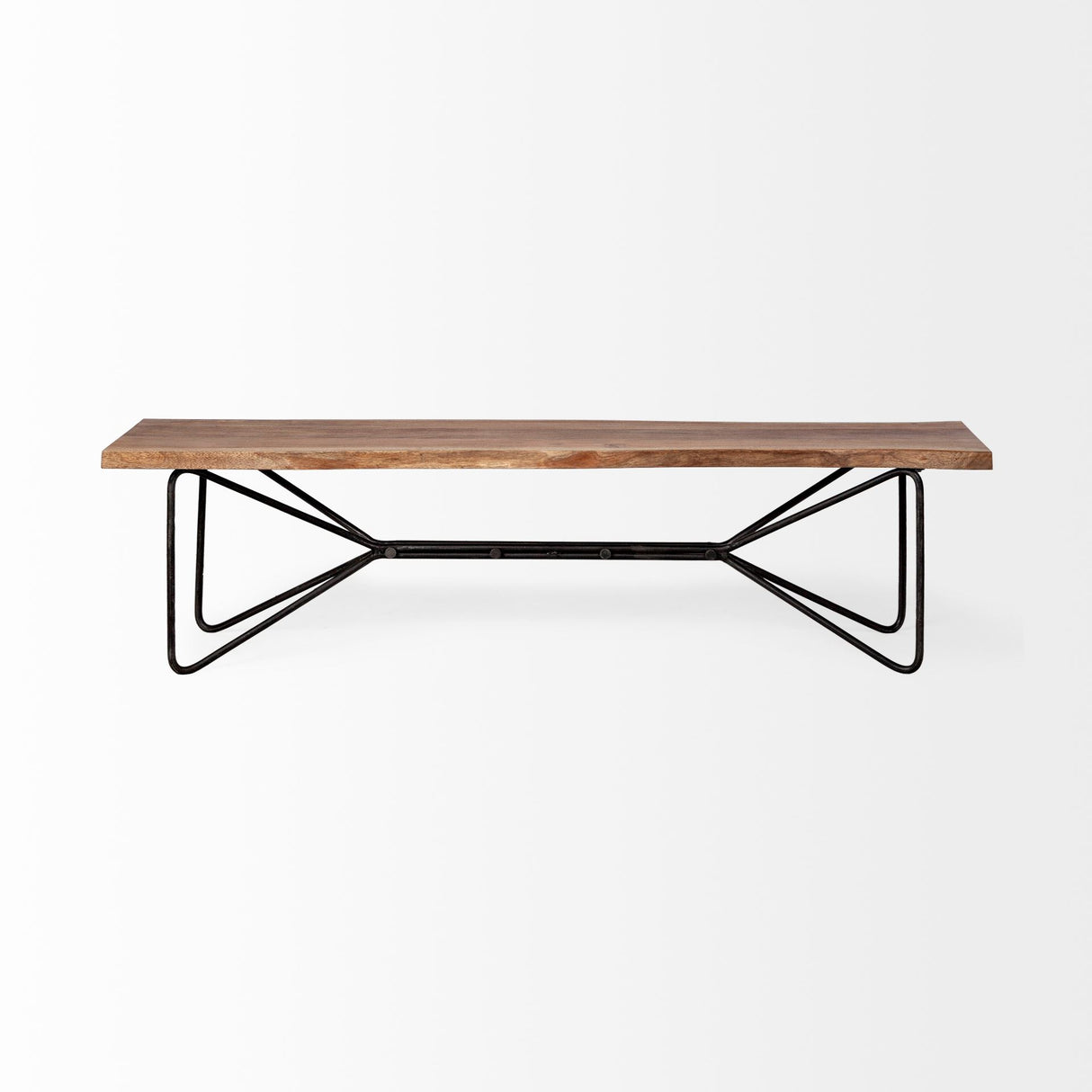Papillion III 66x18 Natural Solid Wood and Iron Dining Bench from Mercana - Luna Furniture