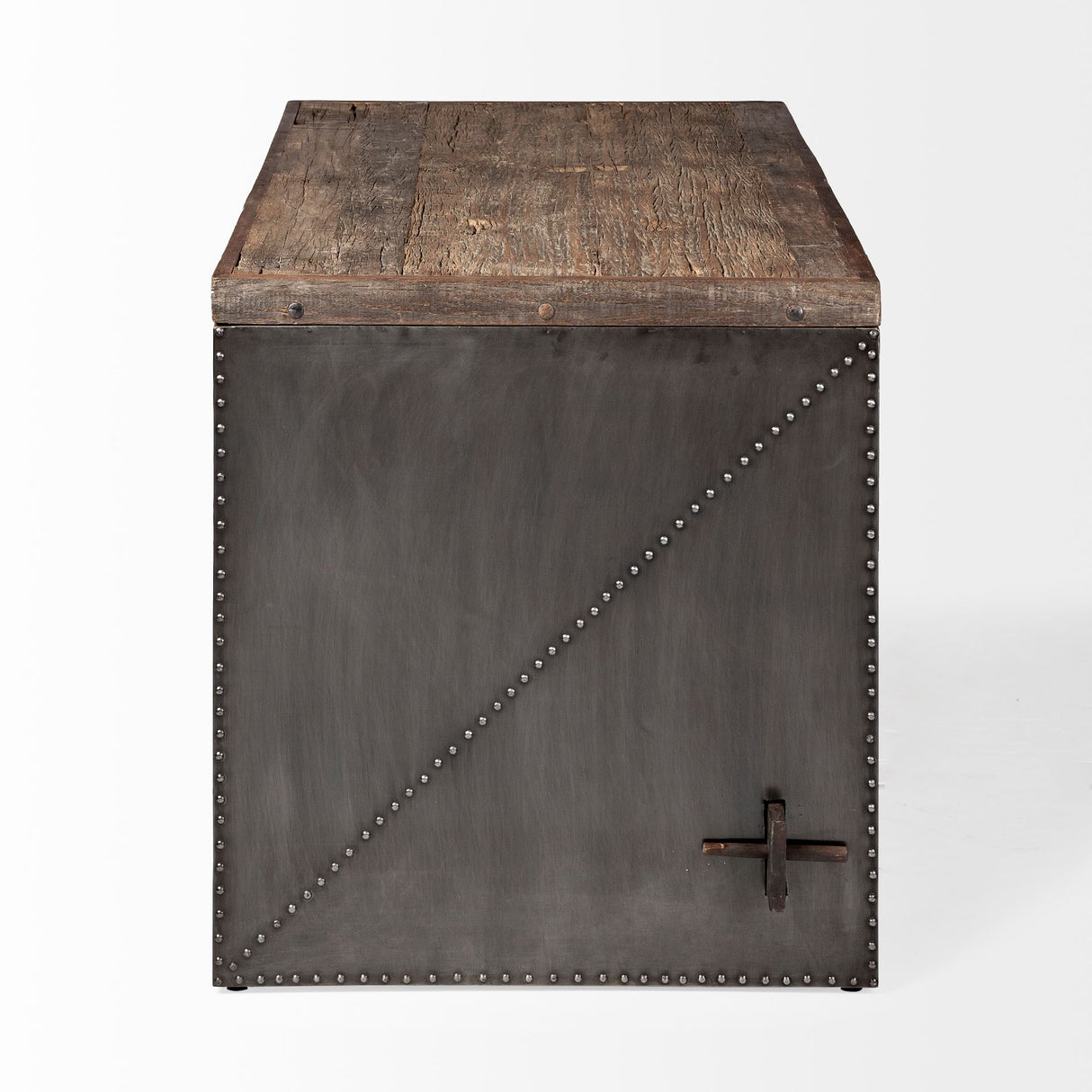 Orwell 52L x 28W Brown Wood Top Metal Cladded Frame Office Desk from Mercana - Luna Furniture