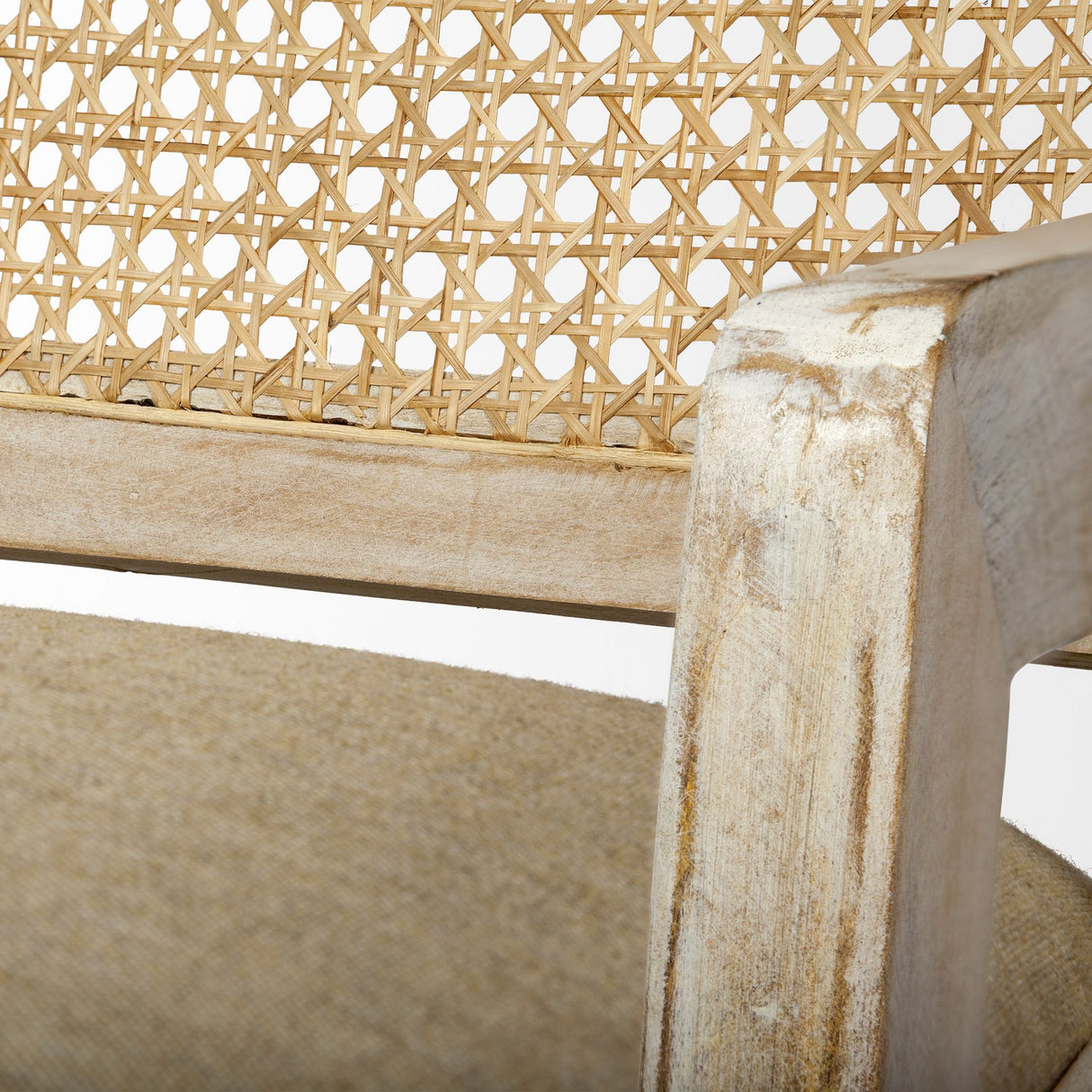 Teryn Cream Linen Seat And Natural Wooden Base w/ Mesh Back Accent Chair from Mercana - Luna Furniture