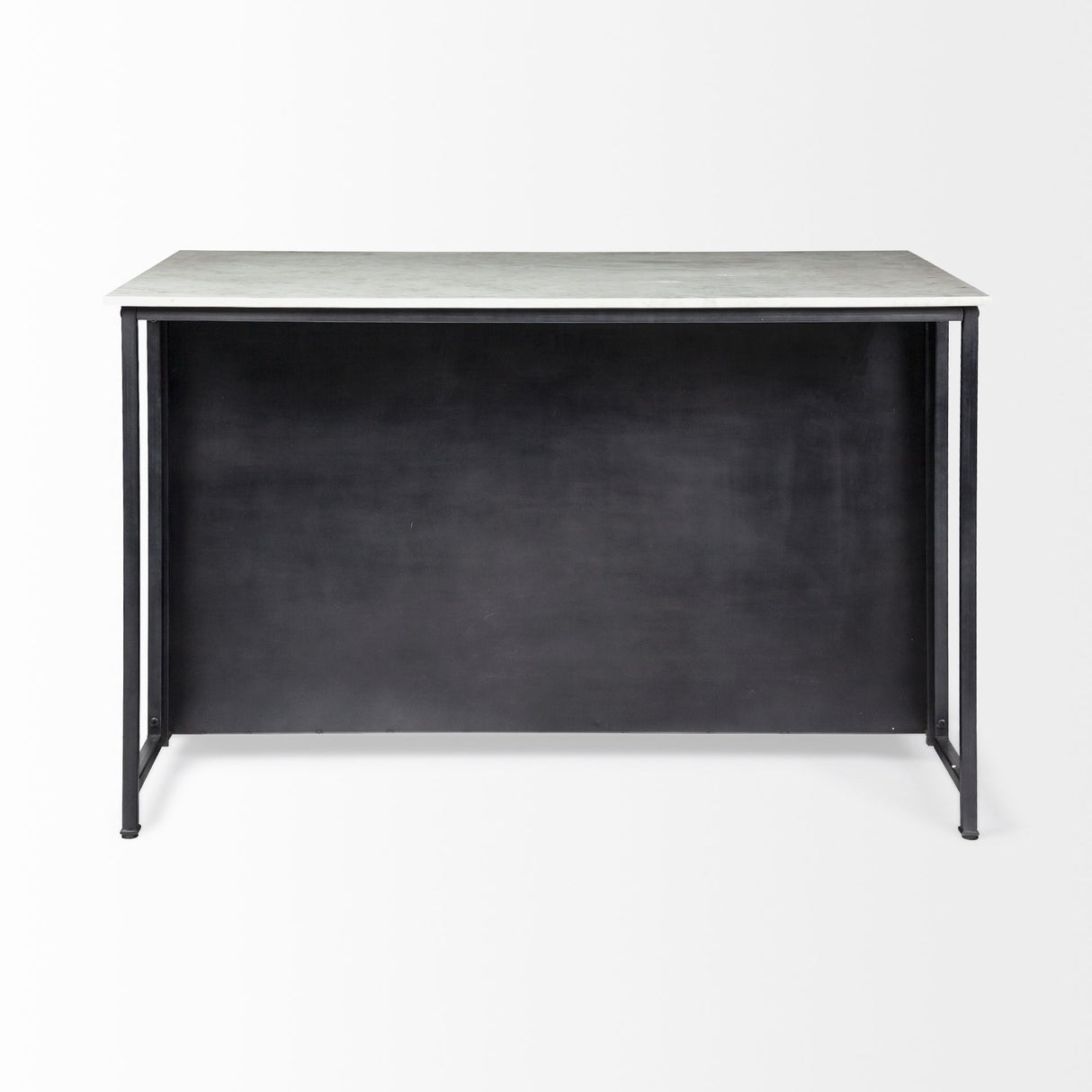 Fieri Solid Iron Black Body White Marble Top Four Drawer Kitchen Island from Mercana - Luna Furniture