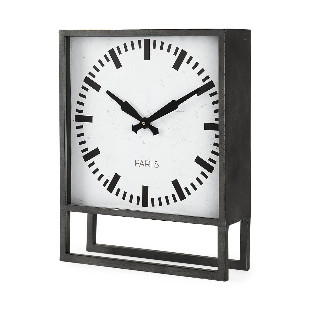 Felix Gray Metal Square Table Clock from Mercana - Luna Furniture