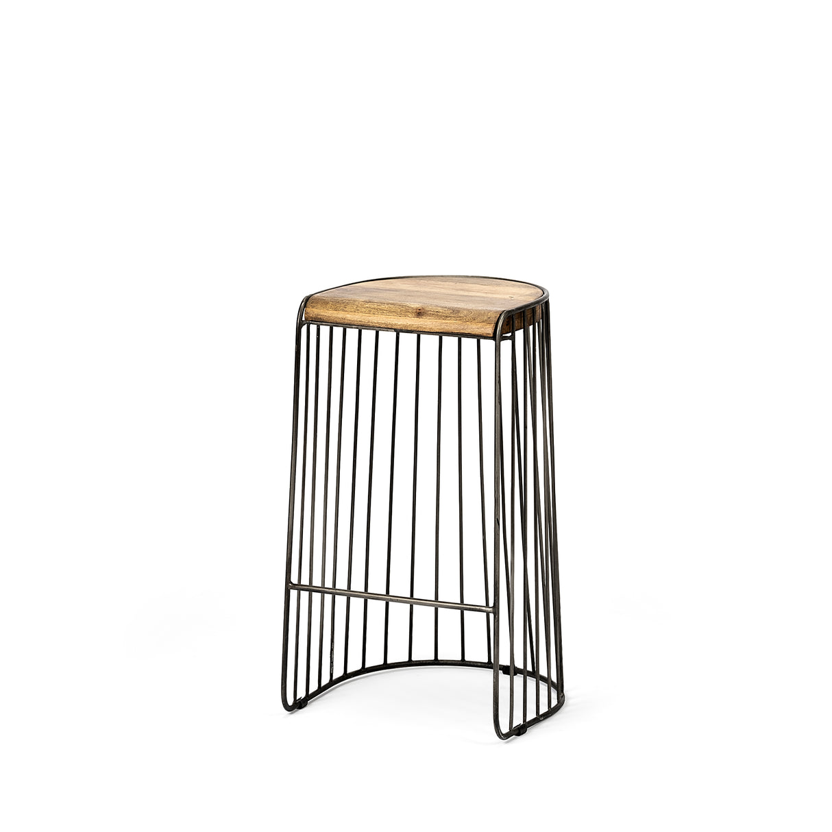 Seagram 30.5" Seat Height Brown Seat Black Metal Frame Stool from Mercana - Luna Furniture