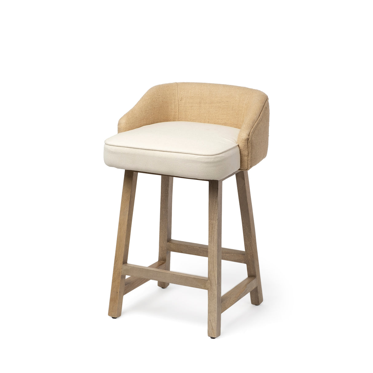 Monmouth 24.25" Seat Height Cream/Beige Fabric Seat Brown Wood Frame Counter Stool from Mercana - Luna Furniture