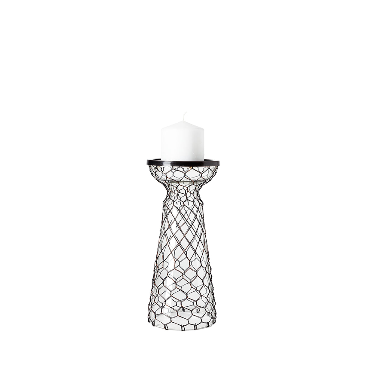 Shandra I Small Glass w/Metal Wire Snakeskin Pattern Table Candle Holder from Mercana - Luna Furniture