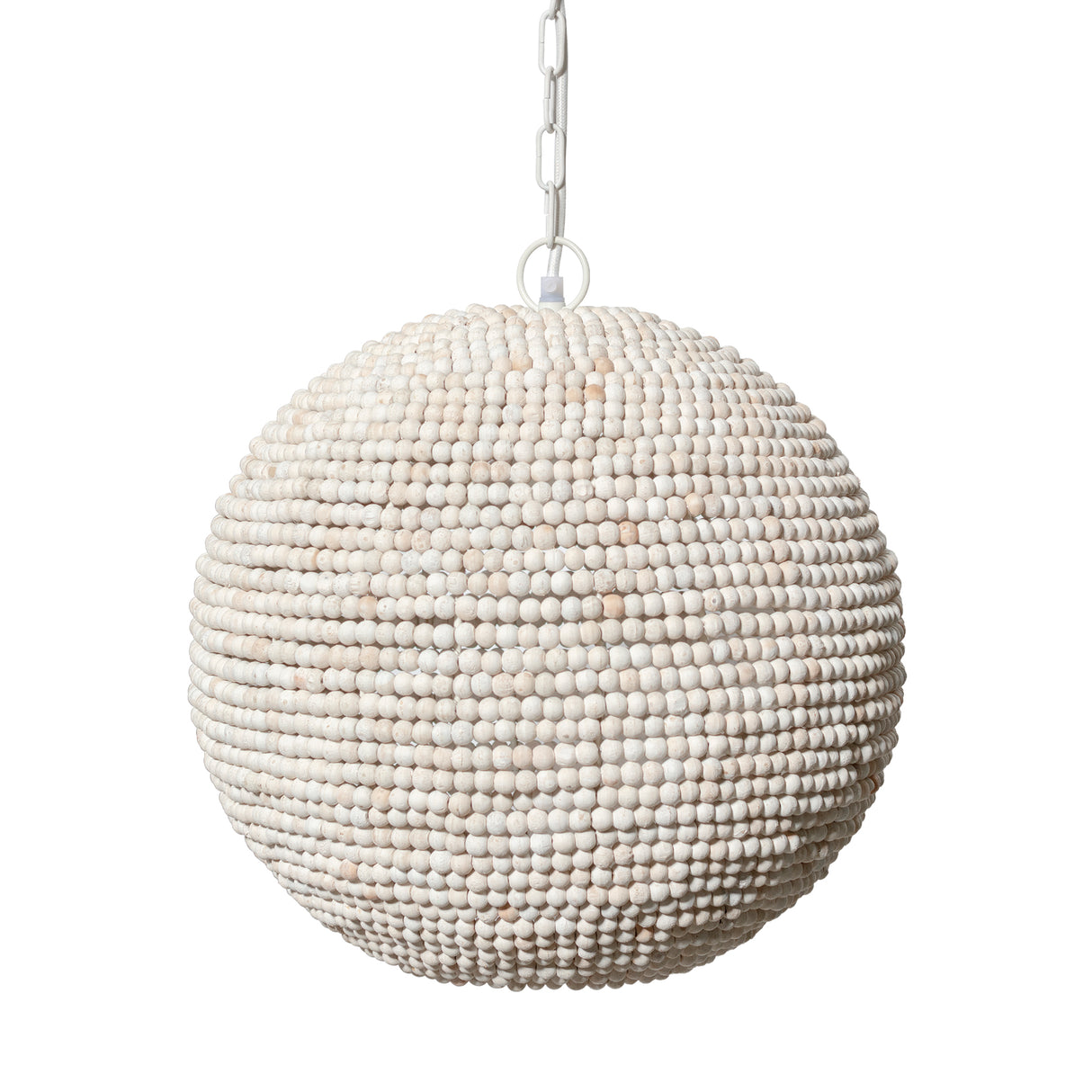 Theta 15.5x14.5 White-Washed Wood Beaded Pendant Light from Mercana - Luna Furniture