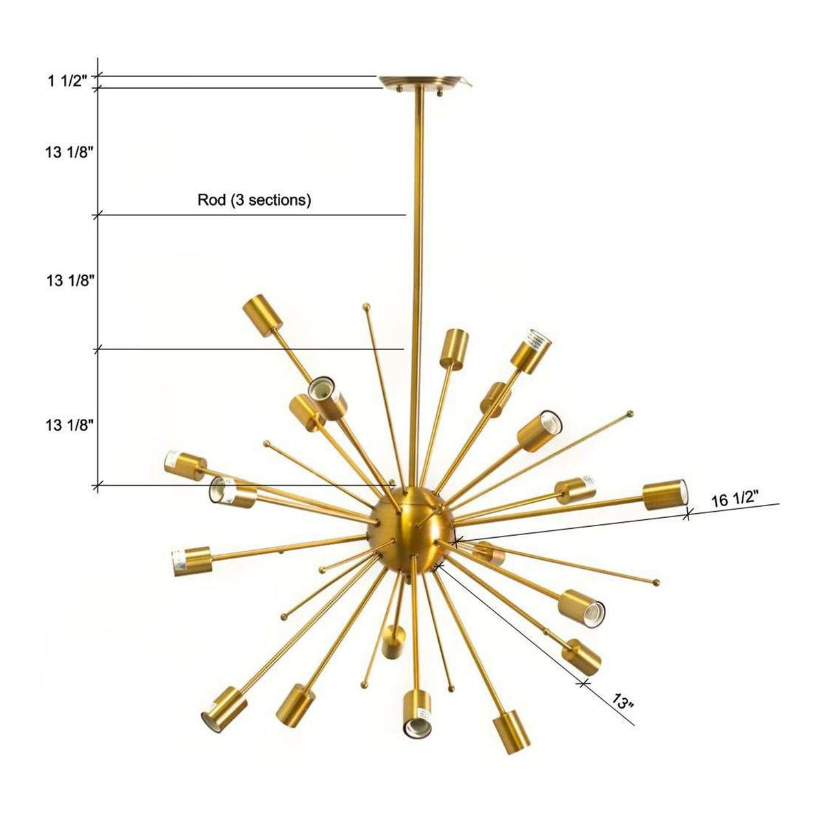 Edisonna II (38"D) Gold Sputnik Twenty Bulb Chandelier from Mercana - Luna Furniture