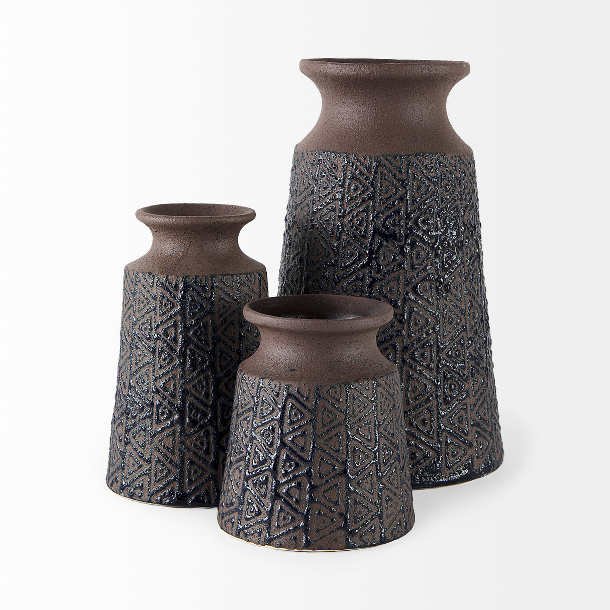 Sefina II Medium Brown/Black Patterned Ceramic Vase from Mercana - Luna Furniture