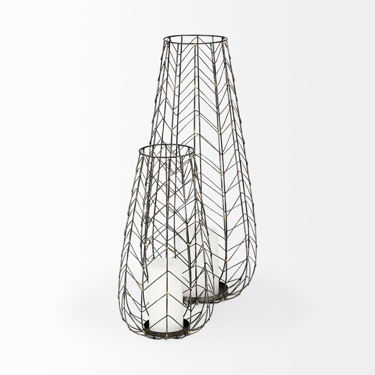 Petiole II Large Gold Toned Metal Table Candle Holder from Mercana - Luna Furniture