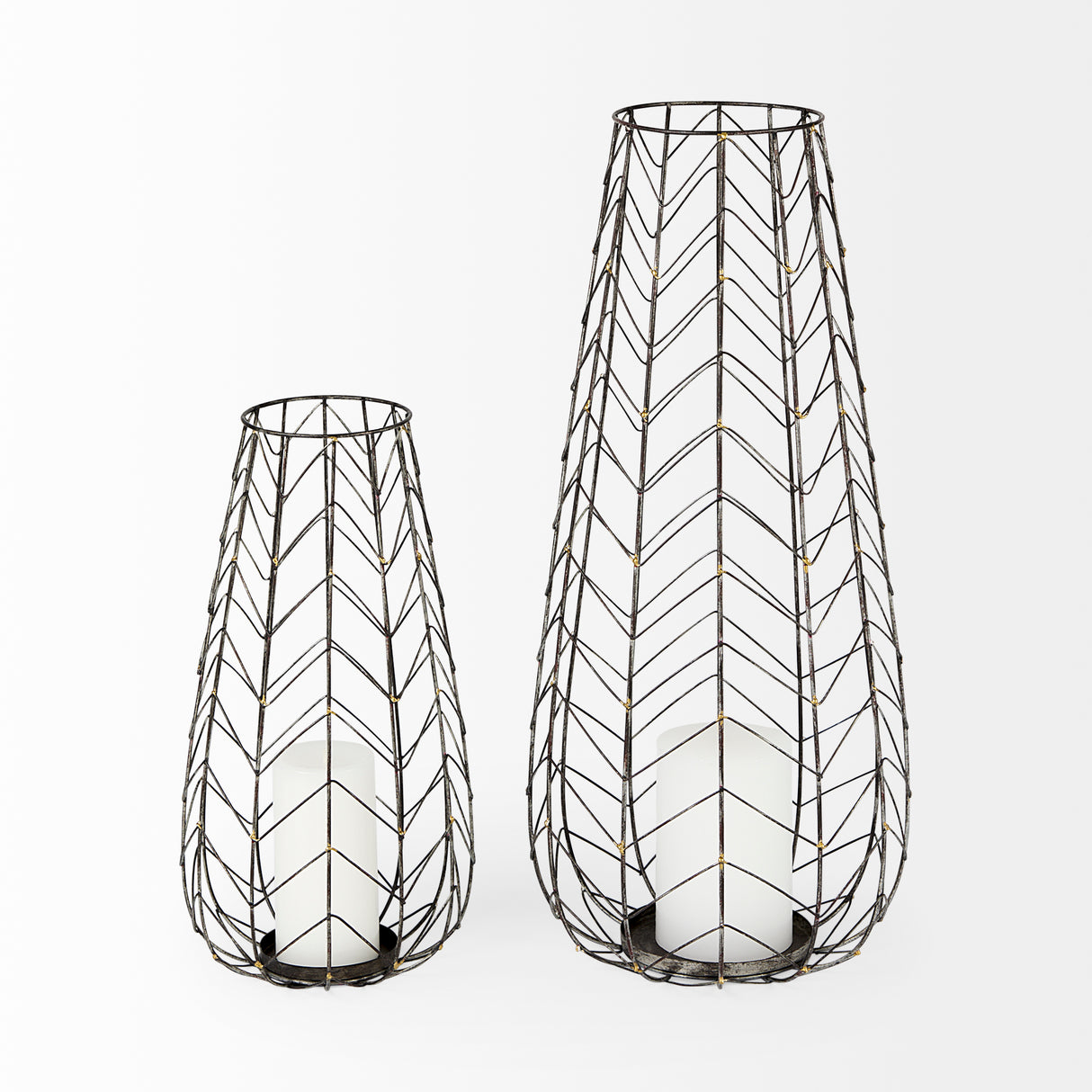 Petiole II Large Gold Toned Metal Table Candle Holder from Mercana - Luna Furniture