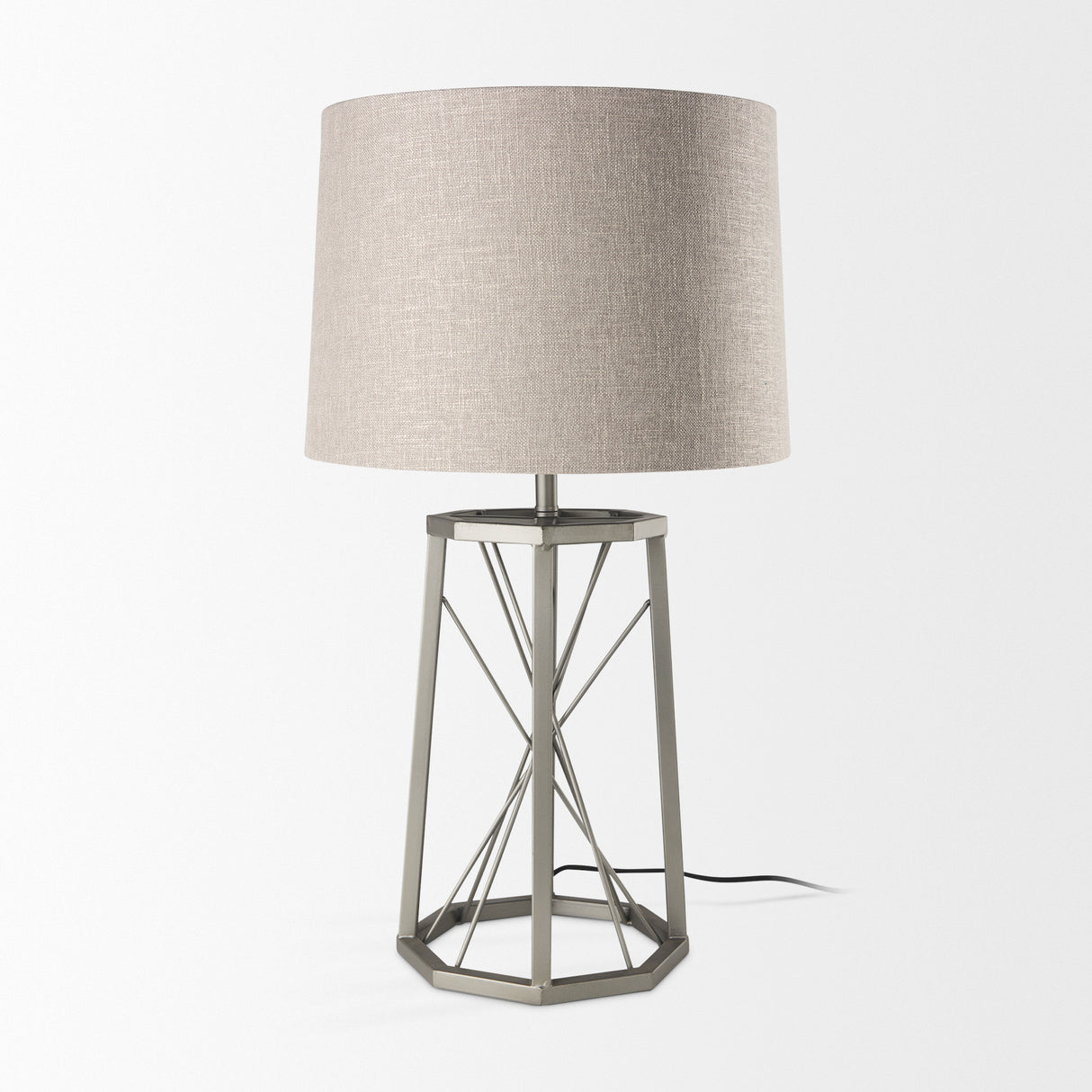 Raen (28.5"H) Gray Metal Octagonal Base w/Beige Shade Table Lamp from Mercana - Luna Furniture