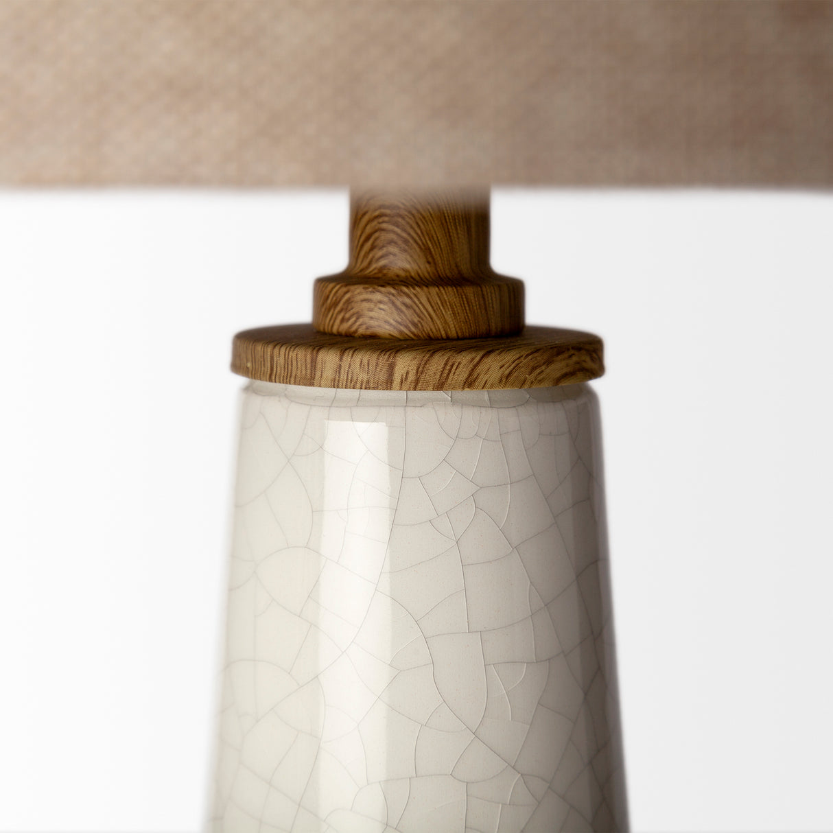 Rebecca (28.5"H) White Crackled Ceramic Base Wood Accent Table Lamp from Mercana - Luna Furniture