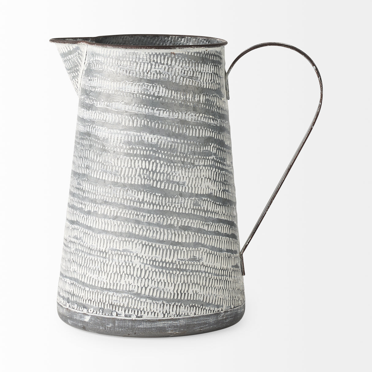 Serena II 11.2H Large Gray/White Textured Metal Jug from Mercana - Luna Furniture