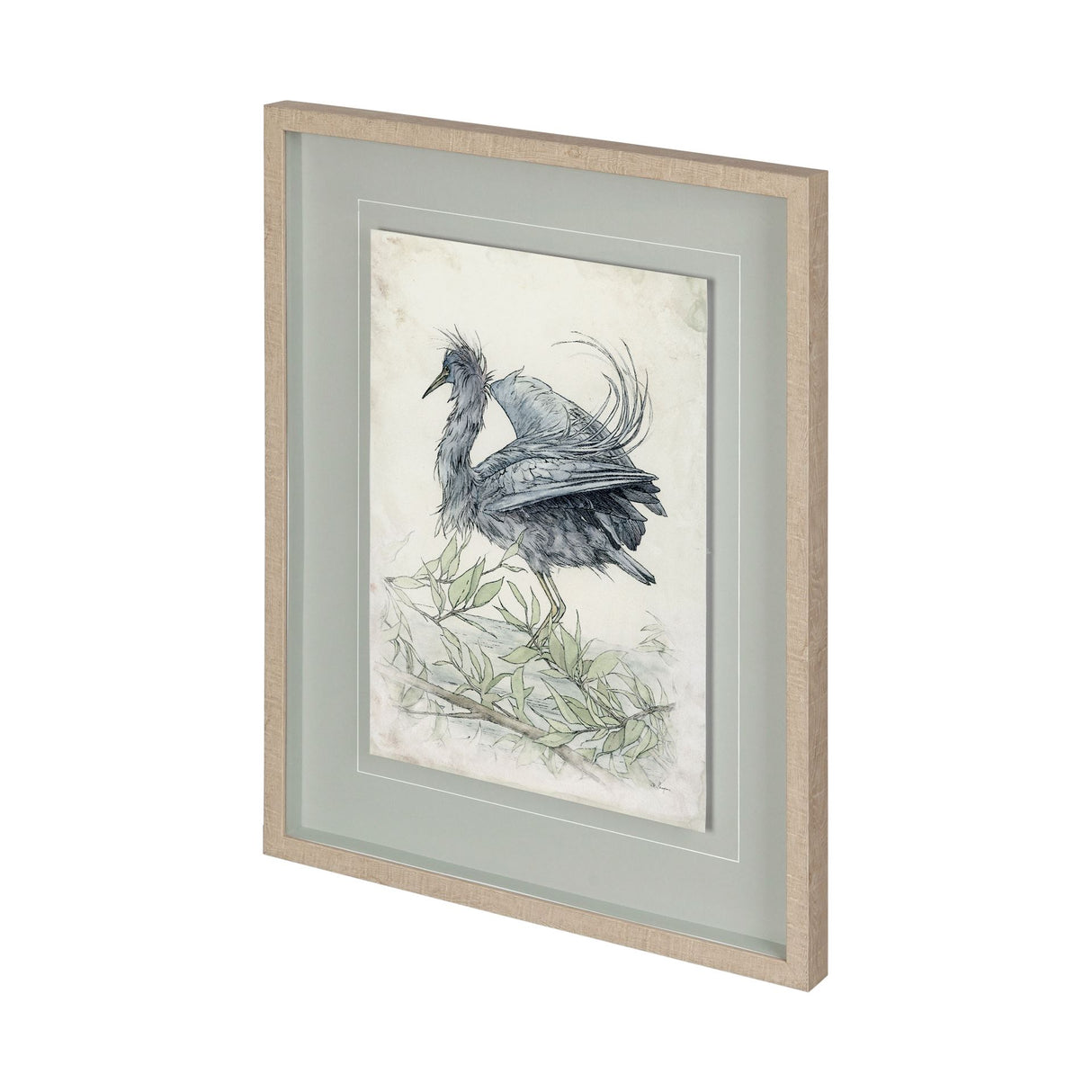 Tricolored Heron by Mercana Studio a Hand Embellished Textured Framed Art Print Matted under Glass from Mercana - Luna Furniture