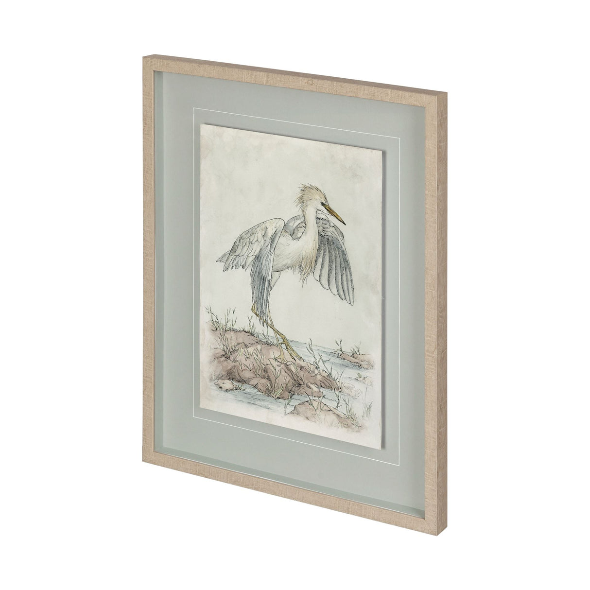 Cattle Egret by Mercana Studio a Hand Embellished Textured Framed Art Print Matted under Glass from Mercana - Luna Furniture