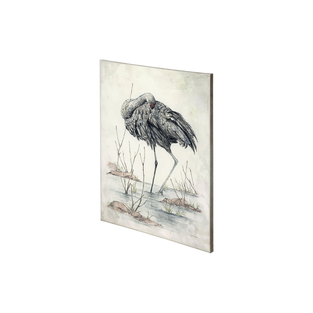 Sandhil Crane by Mercana Studio a Hand Embellished Textured Canvas from Mercana - Luna Furniture