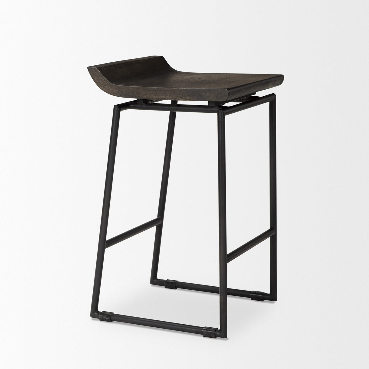 Givens 24.25"H Seat Height Black Wood Seat Black Frame Stool from Mercana - Luna Furniture